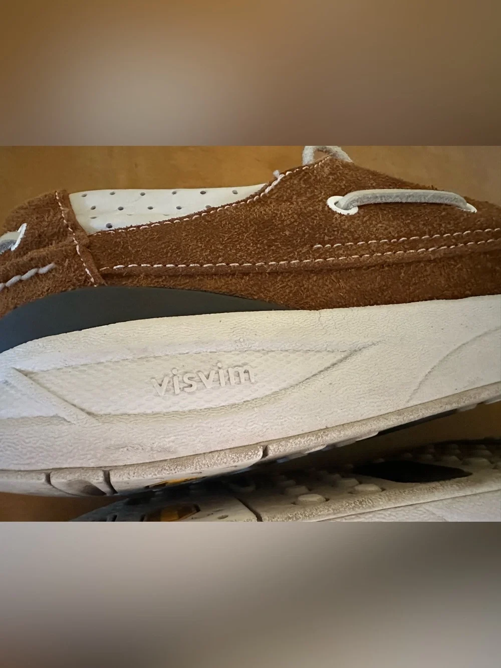 Visvim Hockney Folk Suede Boat Shoes in Light Brown, Size 12, Great Condition!